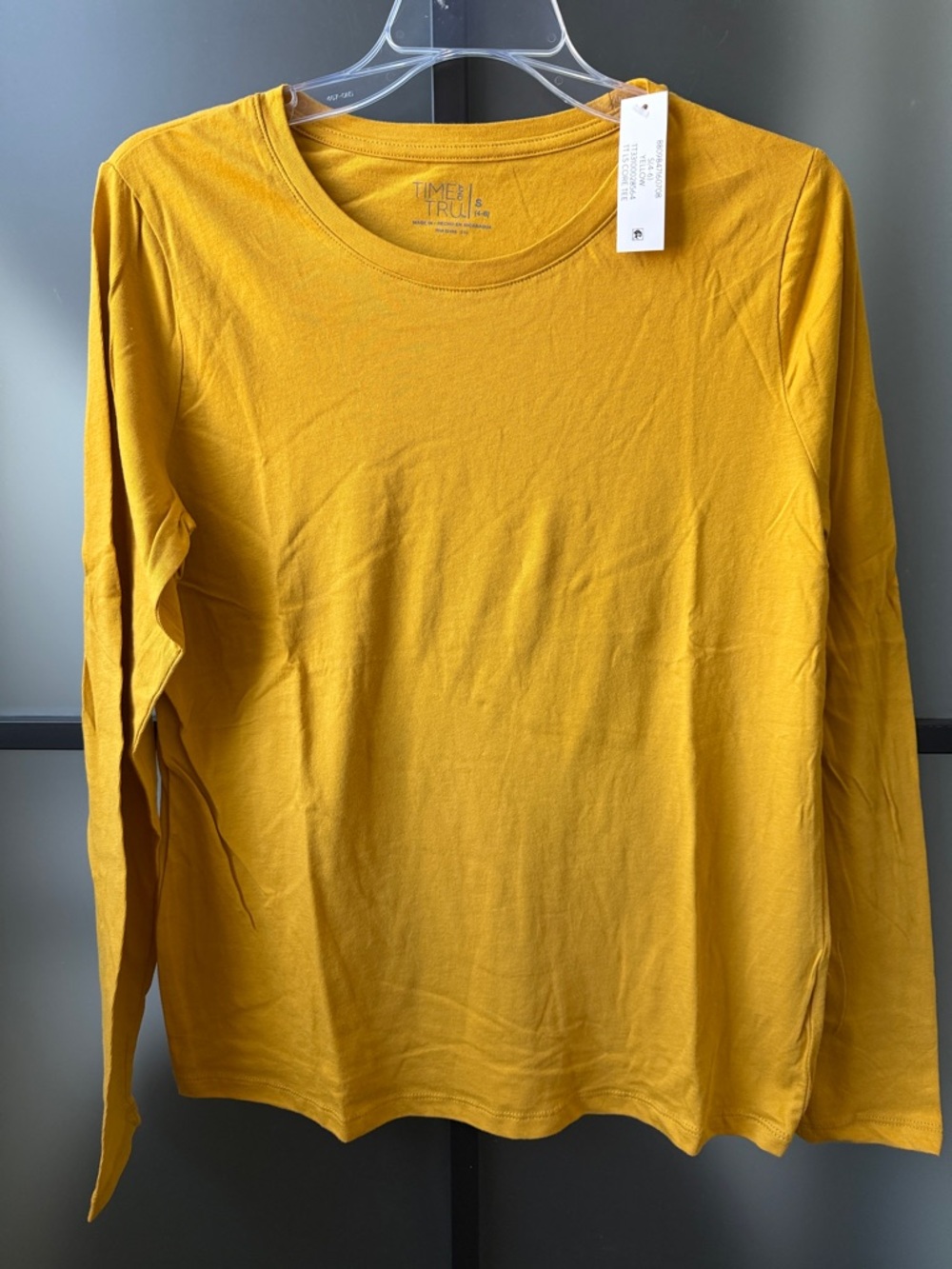 NWT Time and Tru Mustard Yellow Long Sleeve Tee 💯% Cotton.
